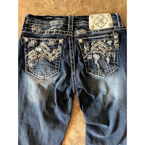 Miss Me Mid-Rise Easy Boot stretch denim jeans, distressed, Women's size 27 - Picture 9 of 13